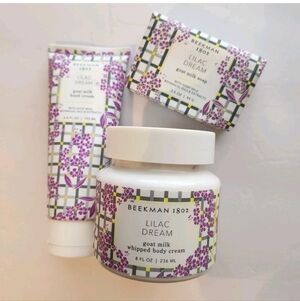 3 pc set BEEKMAN 1802 LILAC DREAM GOAT MILK SOAP Hand Cream 8oz Body Cream(82)